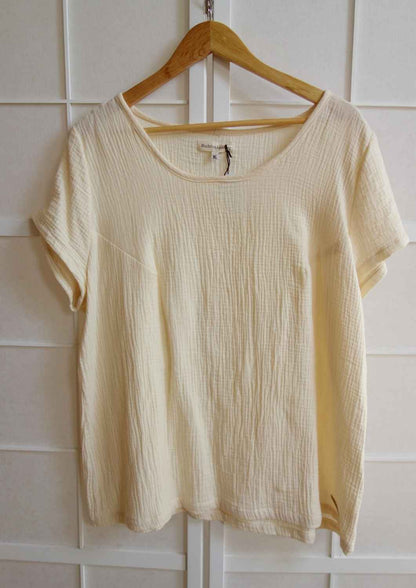 versandbereit: Bluse aus Musselin mit kurzen Ärmeln "Majoran", für Damen, creme, M, L