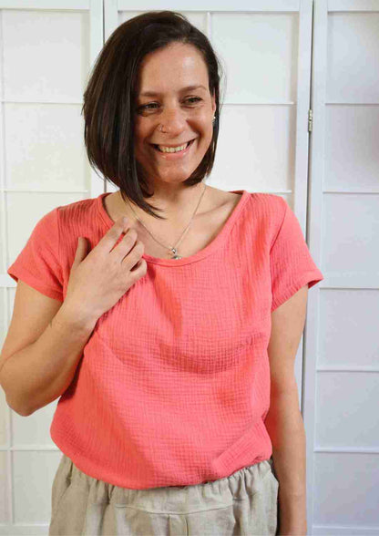 Bluse aus Musselin mit kurzen Ärmeln "Majoran", für Damen