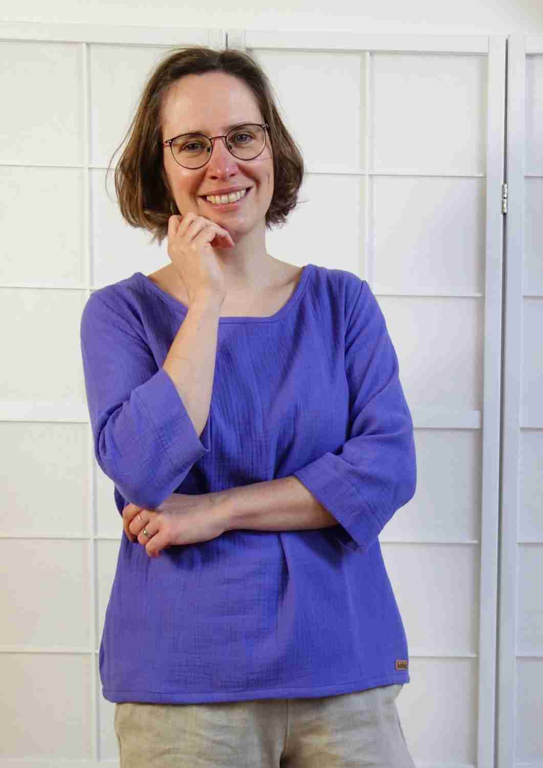 Bluse aus Musselin mit langen Ärmeln "Majoran", für Damen