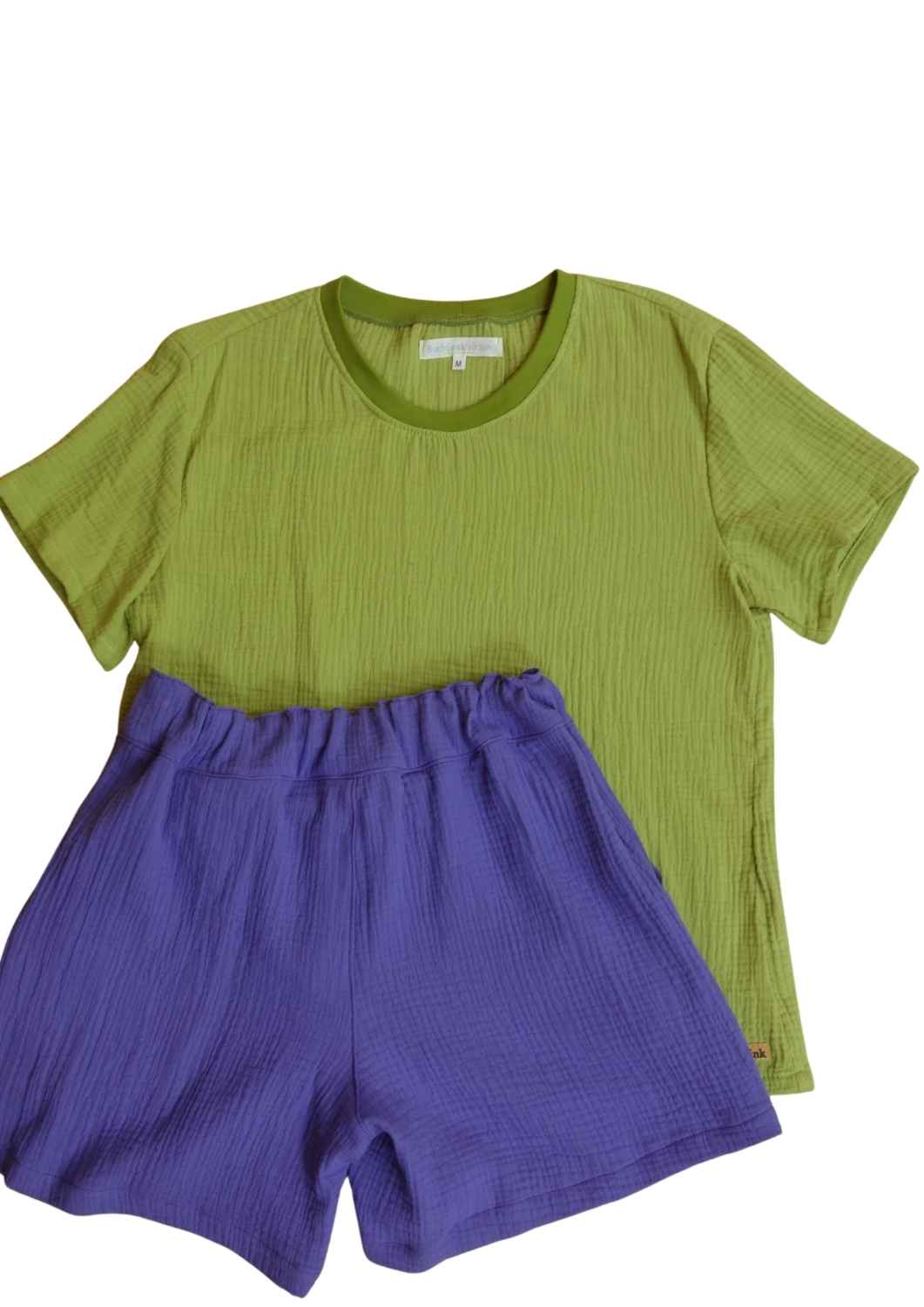 versandbereit: Oversize T-Shirt für Damen aus Musselin "Ehrenpreis", dunkellimette, M, L