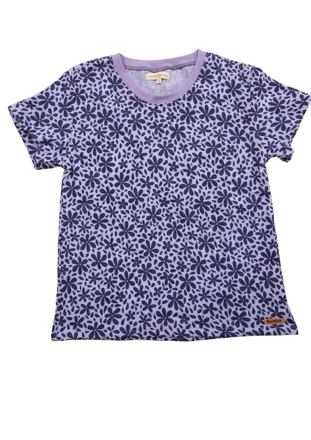 versandbereit: Oversize T-Shirt für Damen aus Musselin "Ehrenpreis", Streublumen, L