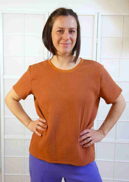 Oversize T-Shirt für Damen aus Musselin "Ehrenpreis"