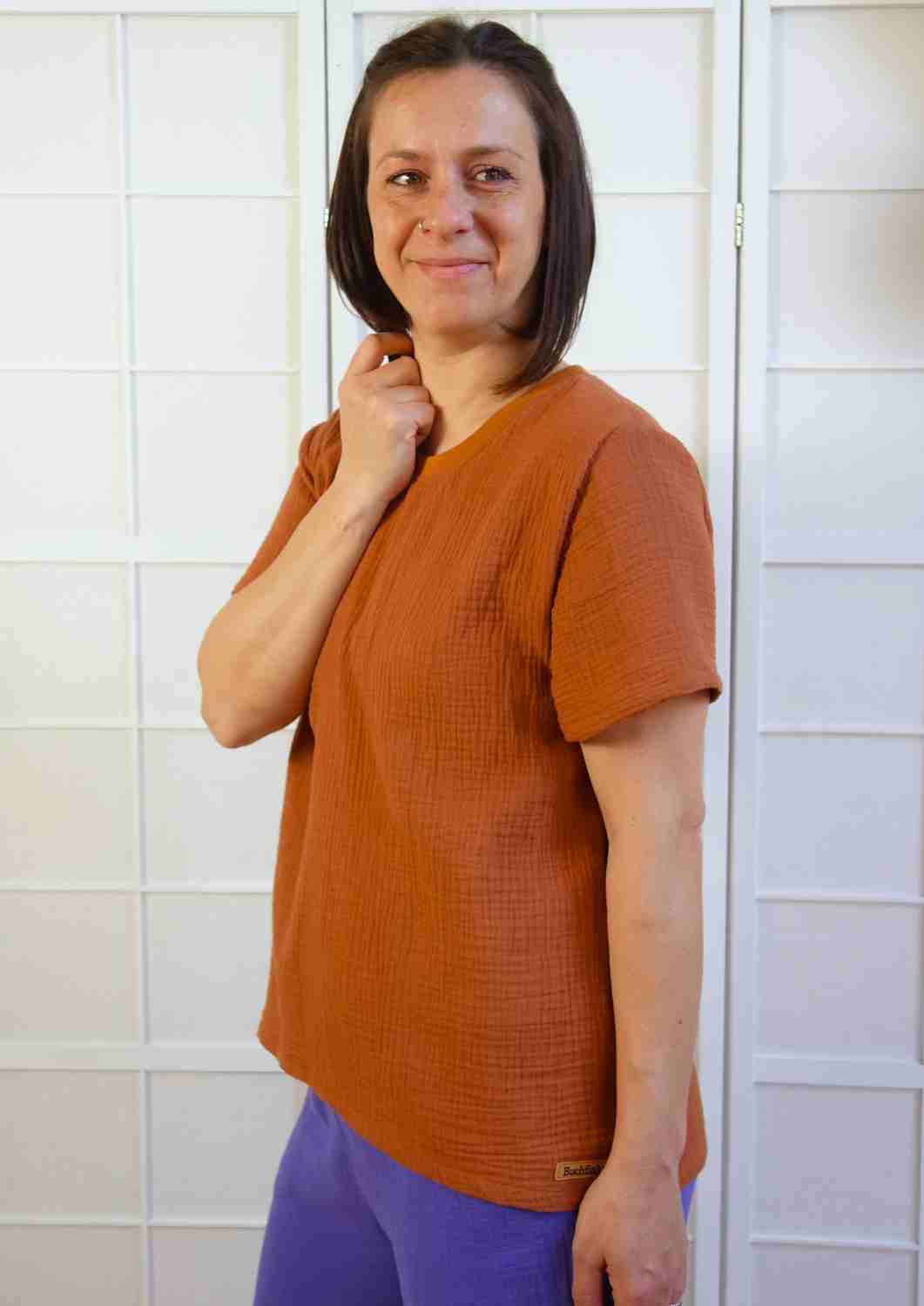 Oversize T-Shirt für Damen aus Musselin "Ehrenpreis"