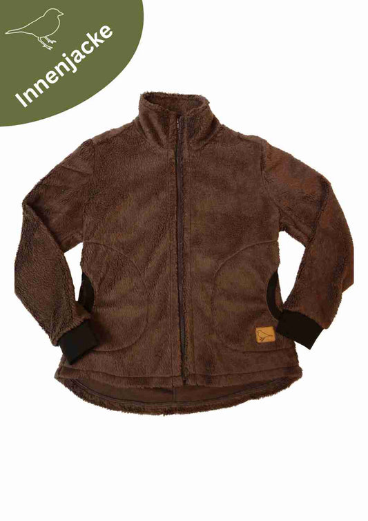 Plüschjacke Herren Bio-Baumwolle, Zip-In-Innenjacke, braun