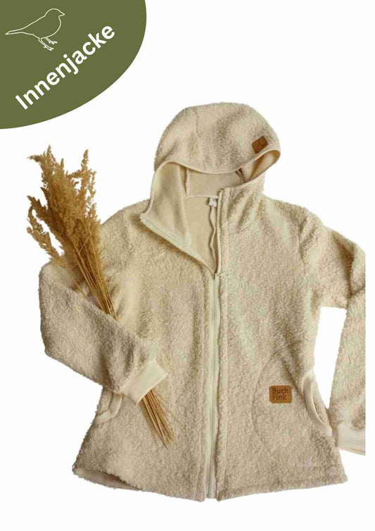 Plüschjacke Herren Bio-Baumwolle, Zip-In-Innenjacke, creme