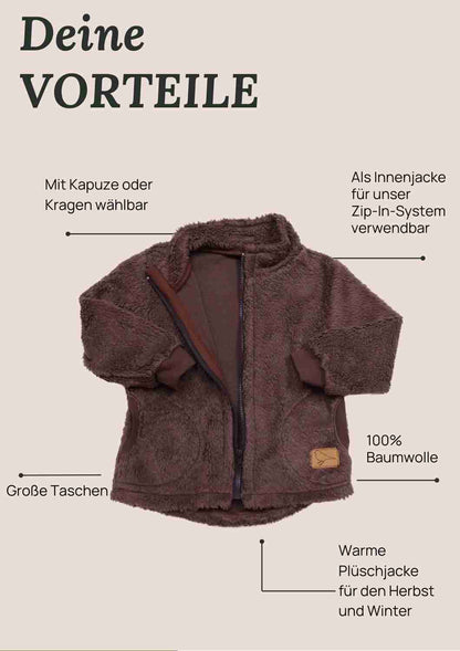 Teddyjacke, braun - Zip-In-Innenjacke
