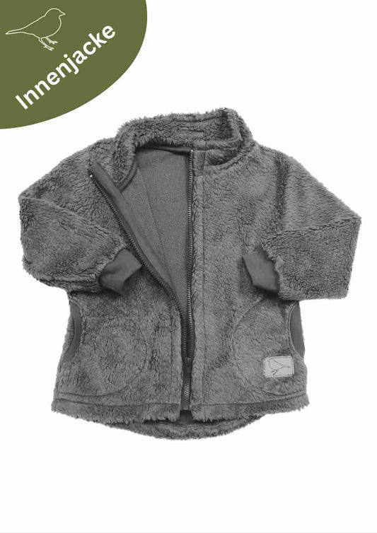 Teddyjacke, grau Zip-In-Innenjacke
