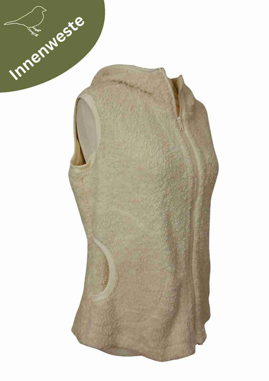Plüschweste Damen Bio-Baumwolle, weiß - Zip-In-Innenweste
