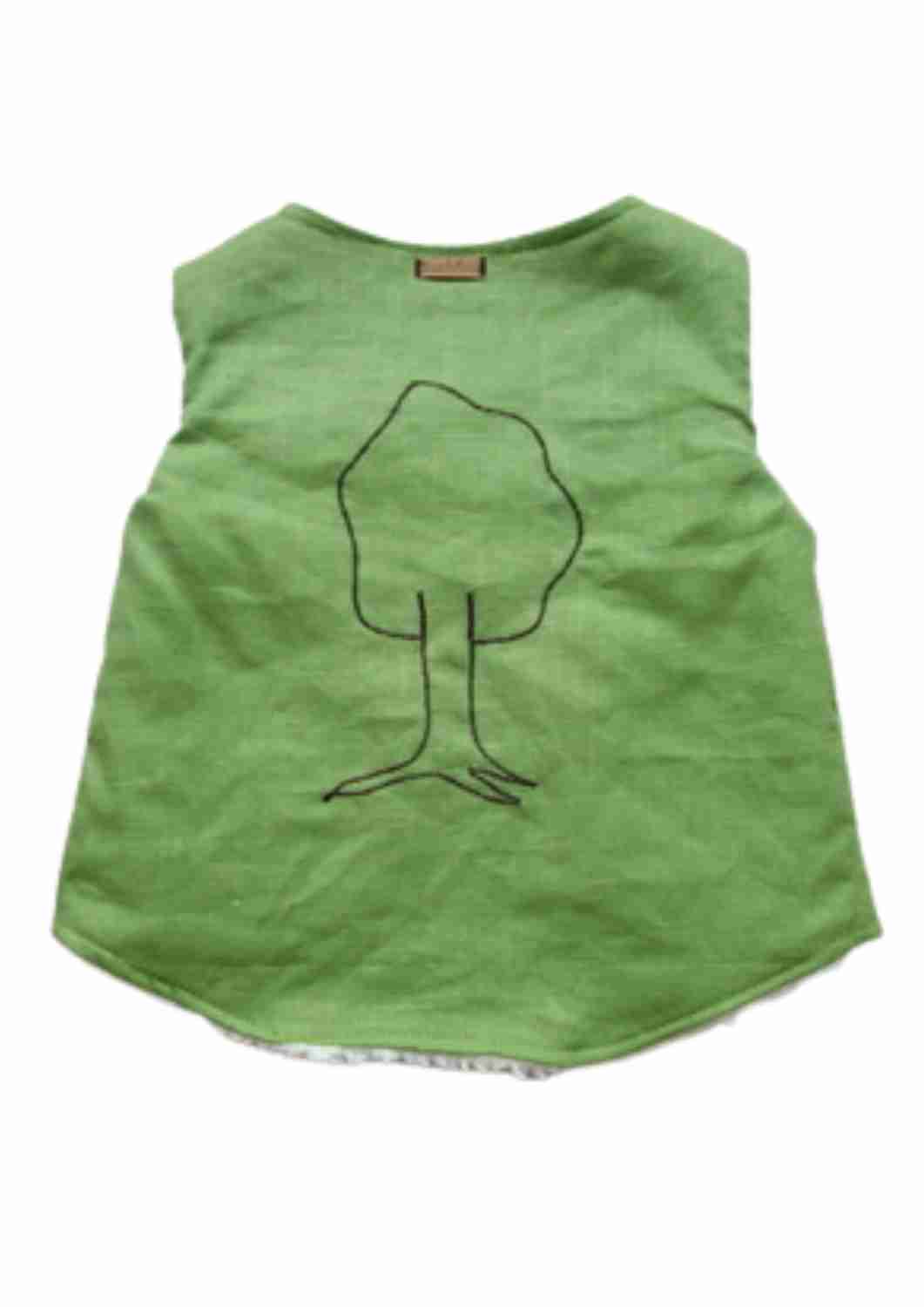 Leinenweste für Kinder gefüttert mit Baumwollplüsch "Schafgarbe", mit Applikation