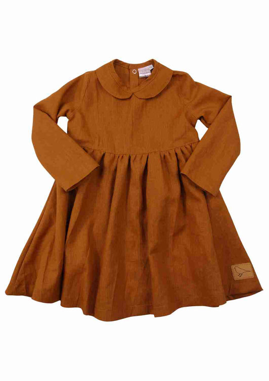 Leinenkleid für Mädchen mit Peter Pan Kragen "Kornblume", langarm
