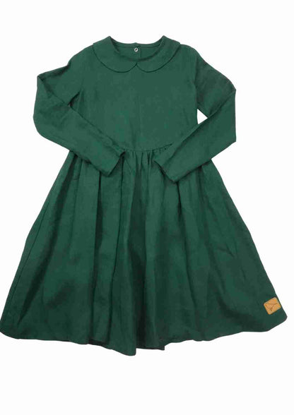 Leinenkleid für Mädchen mit Peter Pan Kragen "Kornblume", langarm