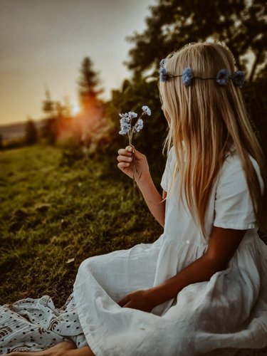 Leinenkleid für Mädchen "Goldregen", kurzarm