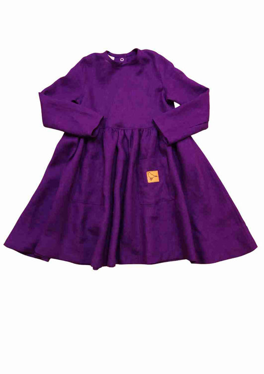 Leinenkleid für Mädchen "Goldregen", langarm