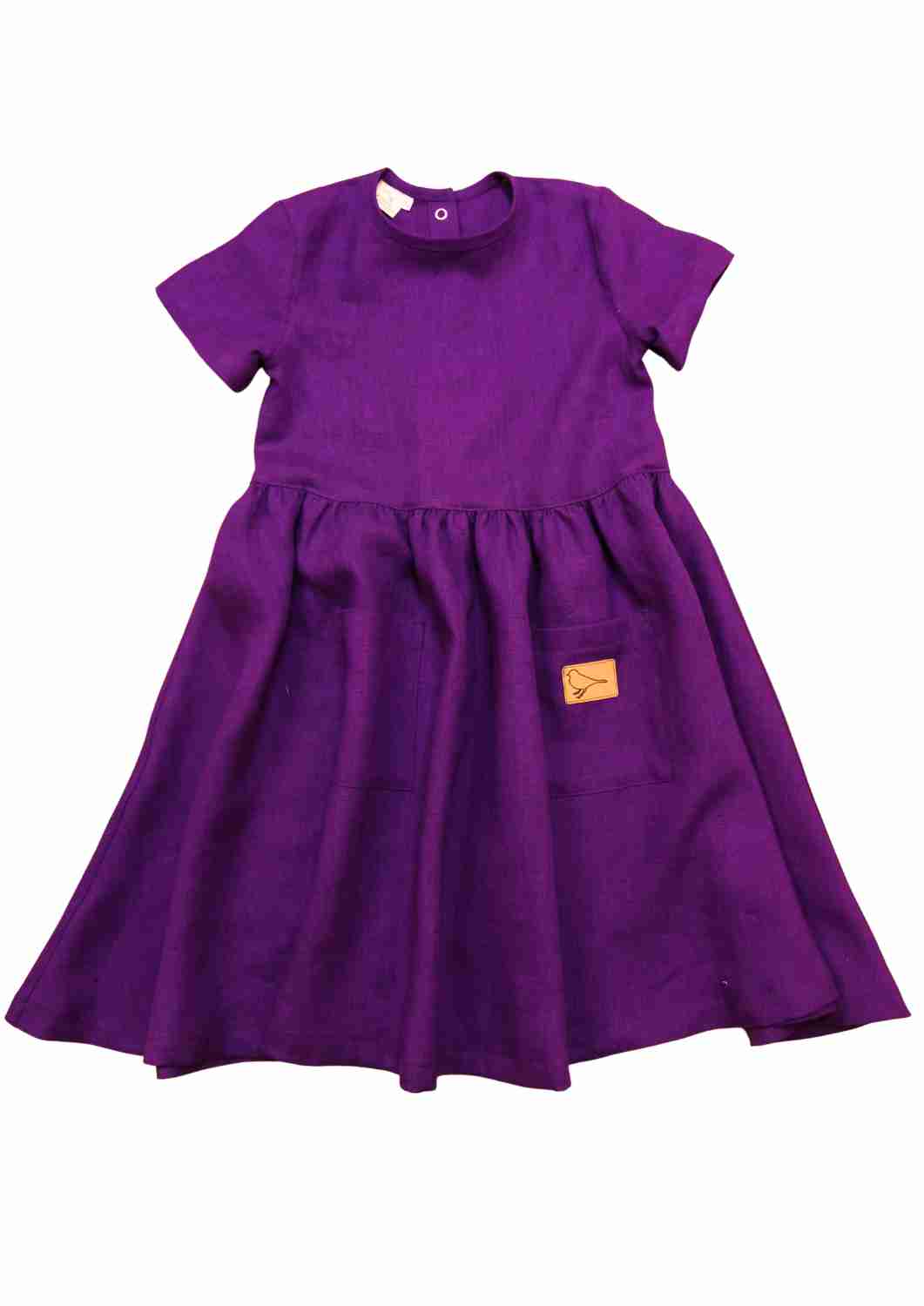 Leinenkleid für Mädchen "Goldregen", kurzarm