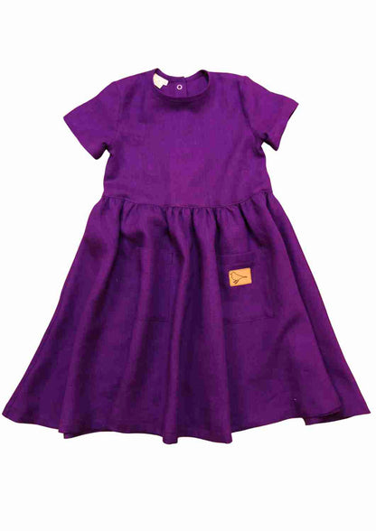 Leinenkleid für Mädchen "Goldregen", kurzarm