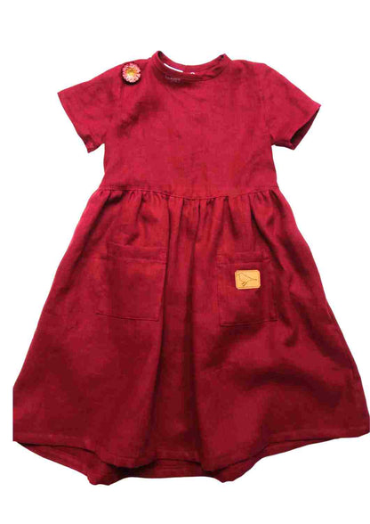 Leinenkleid für Mädchen "Goldregen", kurzarm