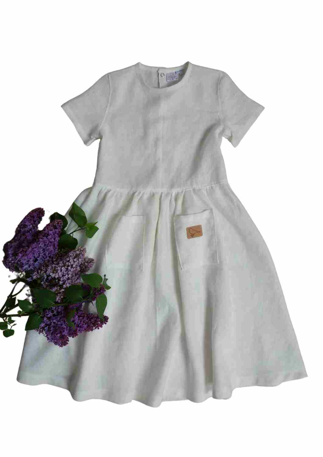 Leinenkleid für Mädchen "Goldregen", kurzarm