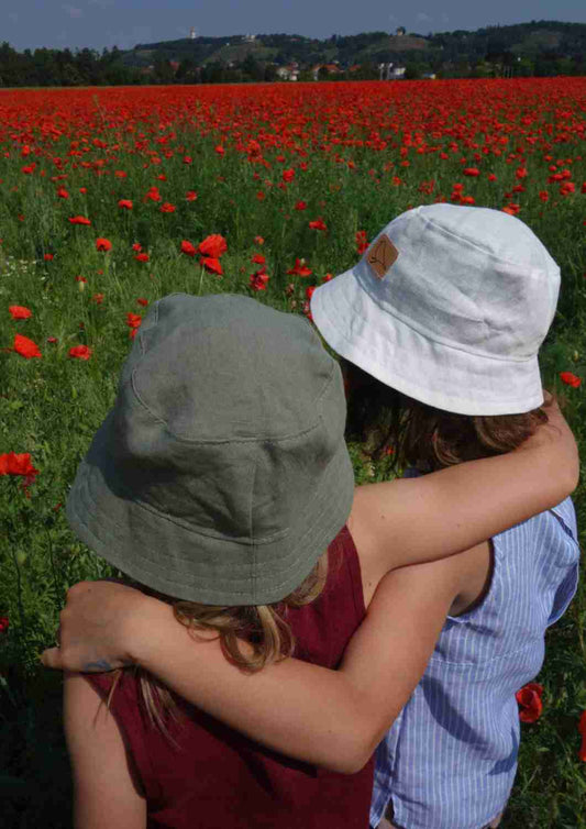 Sonnenhut aus Leinen "Dünenrose"