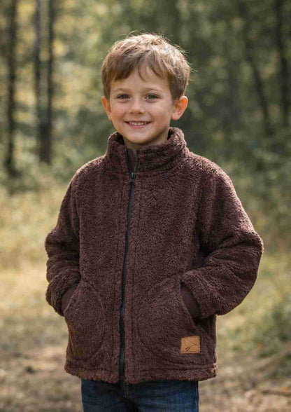 Teddyjacke, braun - Zip-In-Innenjacke