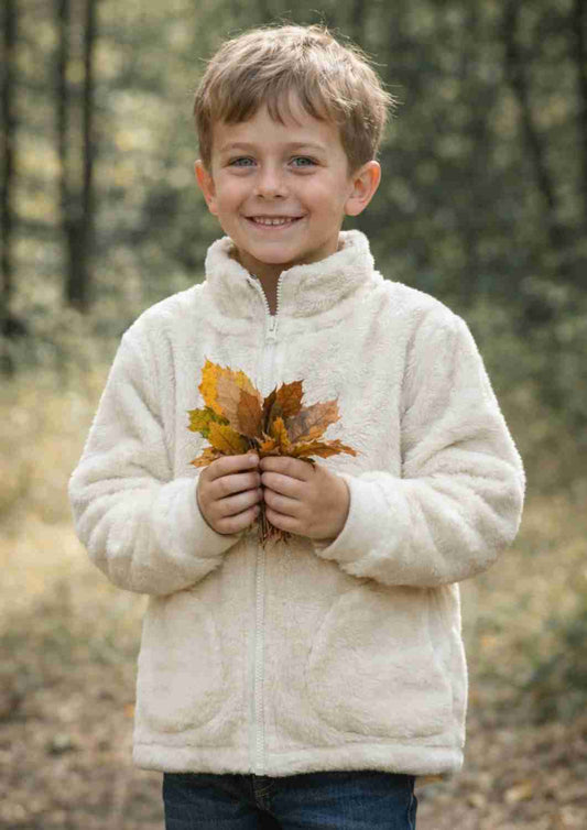 Teddyjacke, cremeweiß - Zip-In-Innenjacke