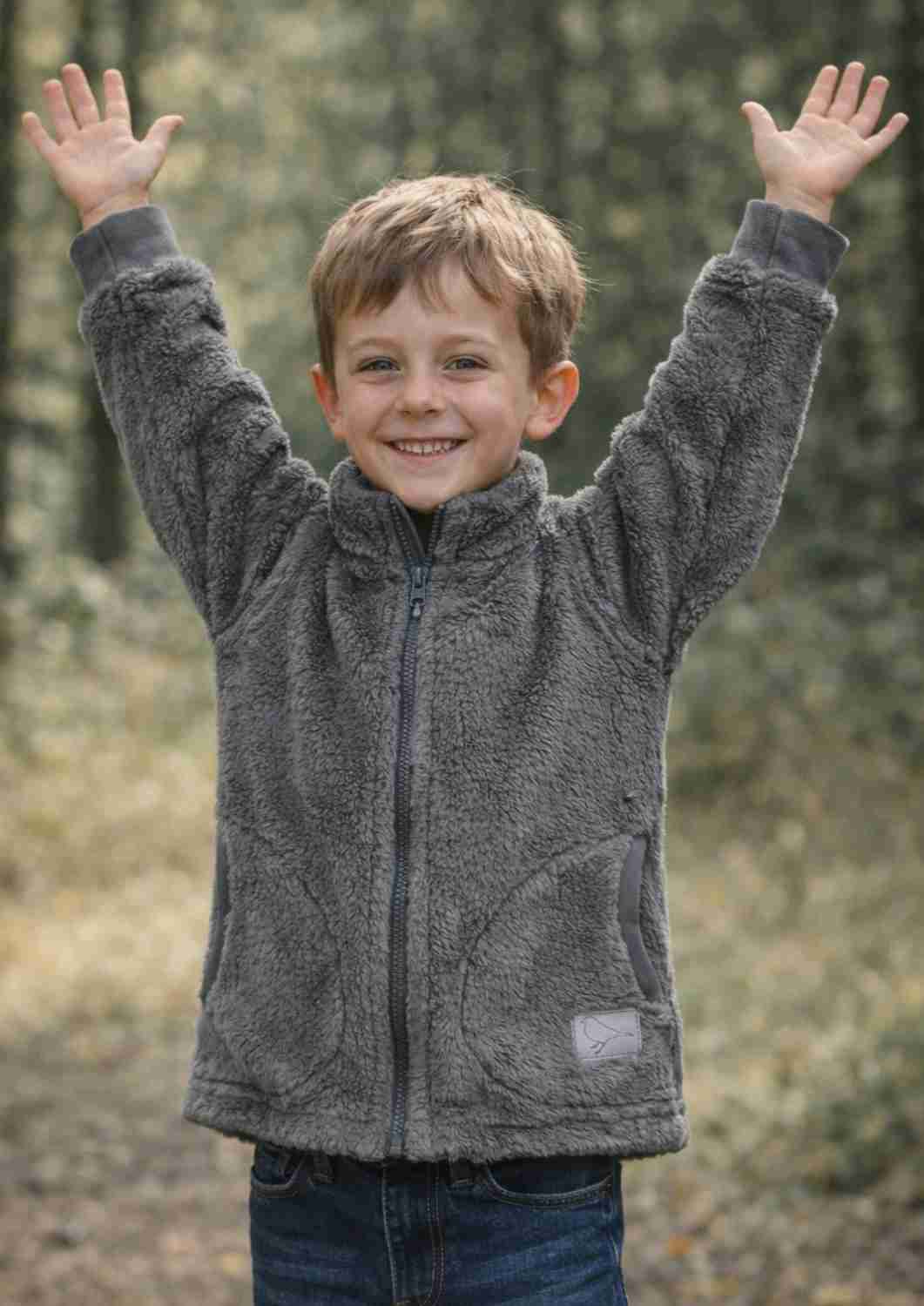 Teddyjacke, grau Zip-In-Innenjacke