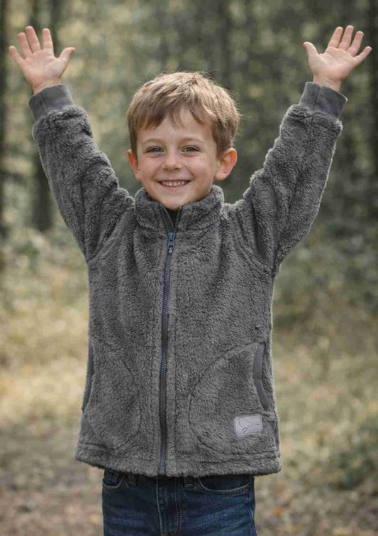 Teddyjacke, grau Zip-In-Innenjacke