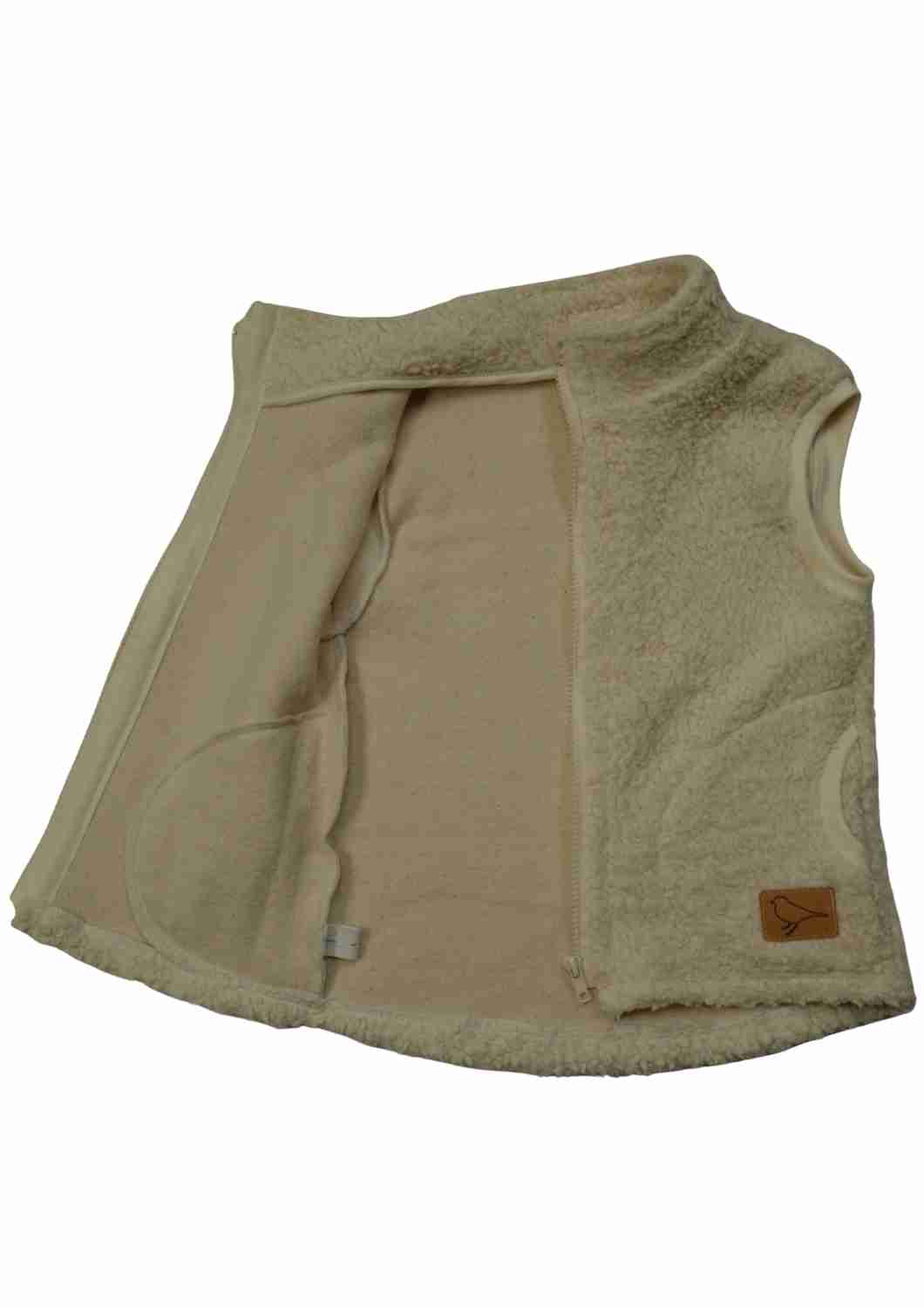 Plüschweste Herren Bio-Baumwolle, Zip-In-Innenweste, creme