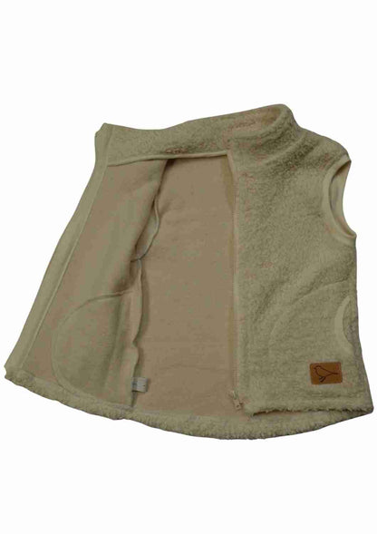 Plüschweste Herren Bio-Baumwolle, Zip-In-Innenweste, creme