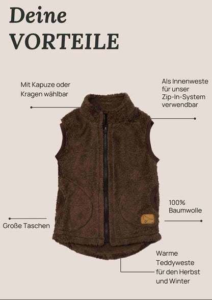 Teddyweste, braun Zip-In-Innenweste