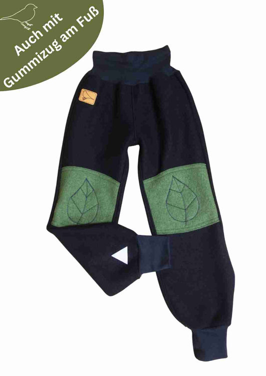 BIO Walkhose "Buche" mit bestickten Kniepatches, marine