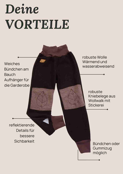 Walkhose "Buche" mit bestickten Kniepatches, dunkelbraun