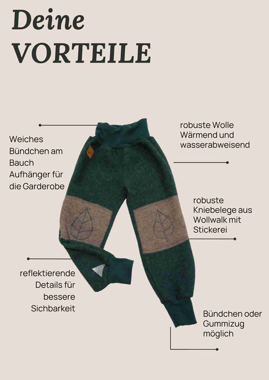 Walkhose "Buche" mit bestickten Kniepatches, dunkelgrün