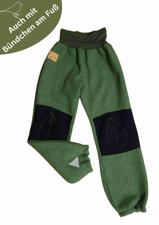 Walkhose "Buche" mit bestickten Kniepatches, olivgrün