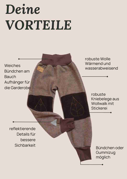 Walkhose "Buche" mit bestickten Kniepatches, hellbraun