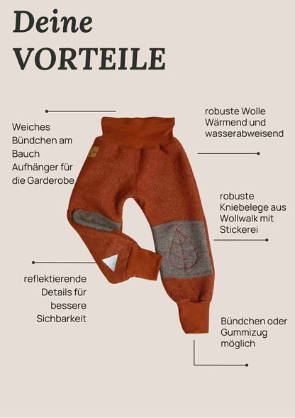 Walkhose "Buche" mit bestickten Kniepatches, kupfer