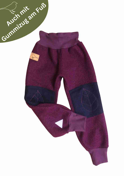 Walkhose "Buche" mit bestickten Kniepatches, pflaume