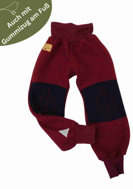 Walkhose "Buche" mit bestickten Kniepatches, weinrot