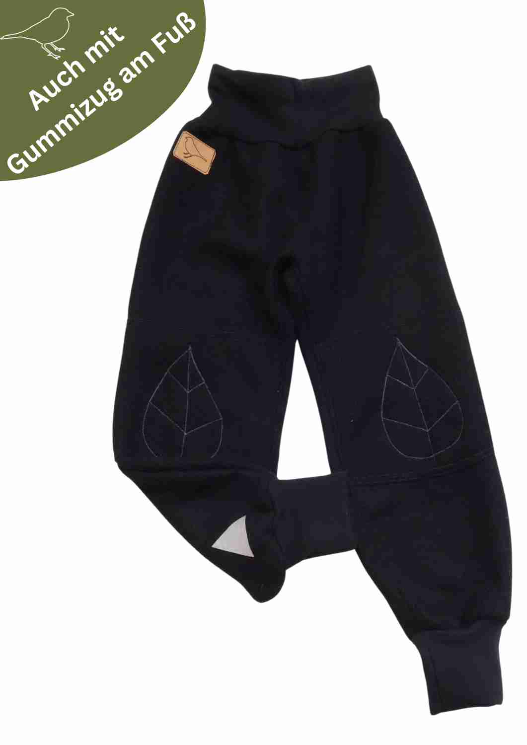 Walkhose "Buche" mit bestickten Kniepatches, schwarz