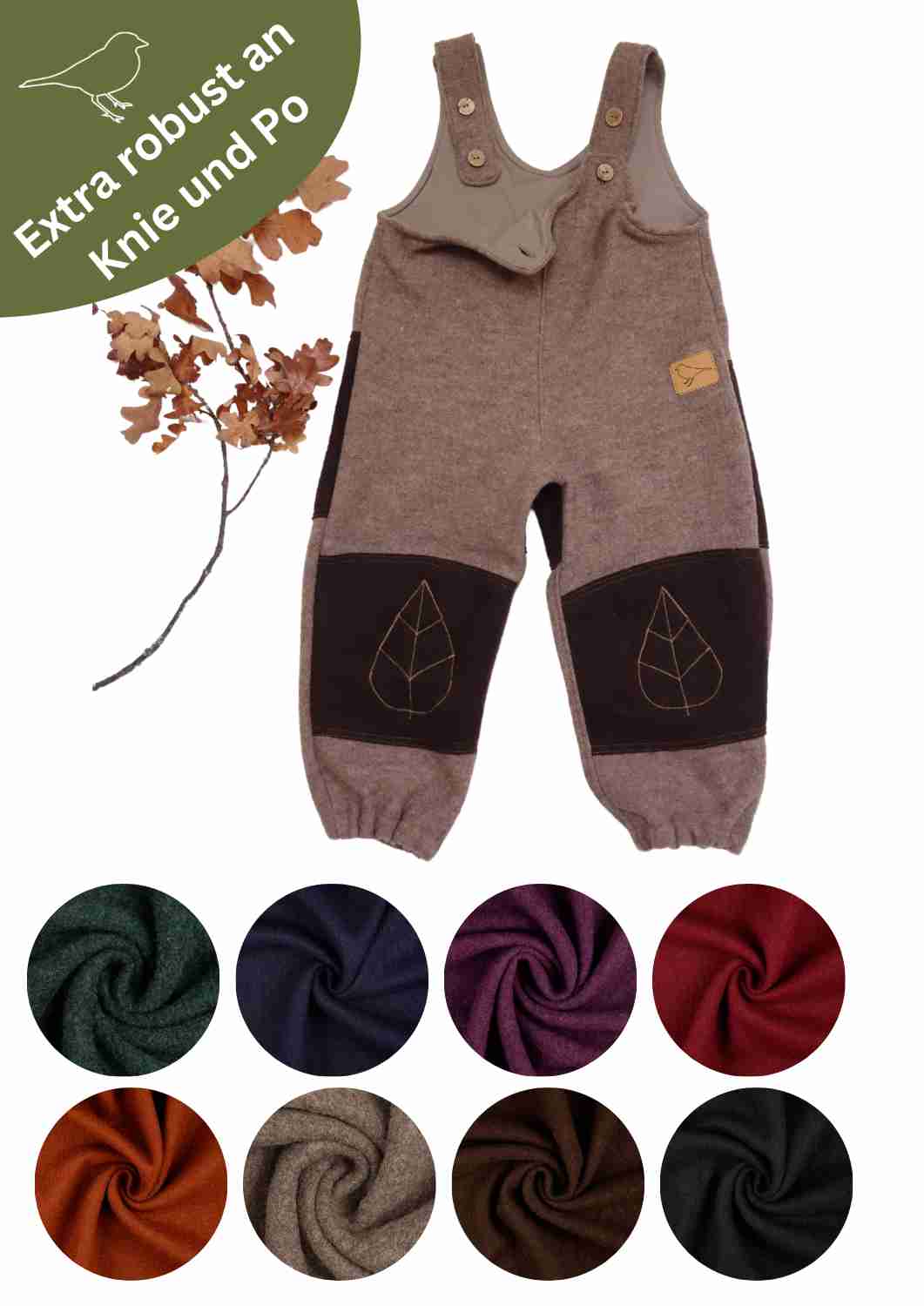 Latzhose aus Walk "Weide"