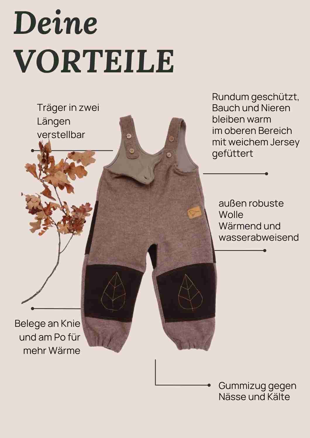 Latzhose aus Walk "Weide"