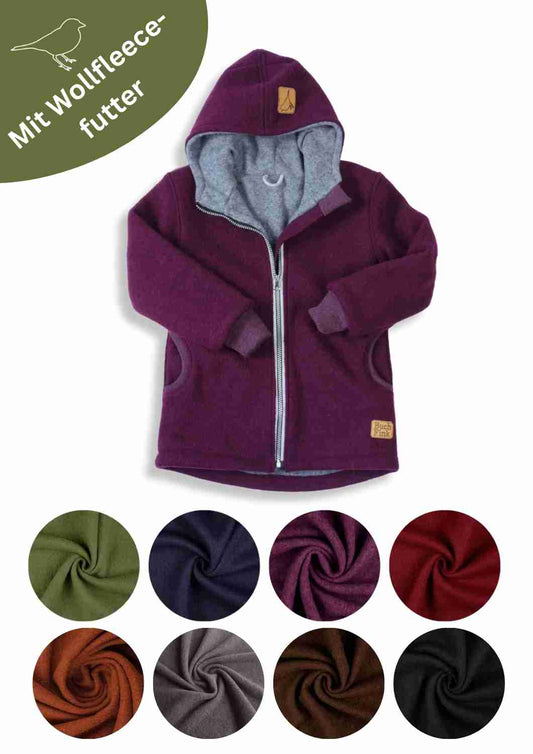 Wollwalkjacke gefüttert mit Wollfleece "Heckenrose"