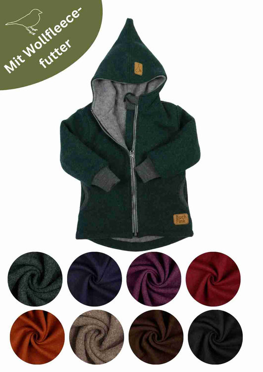 Wollwalkjacke gefüttert mit Wollfleece "Heckenrose"